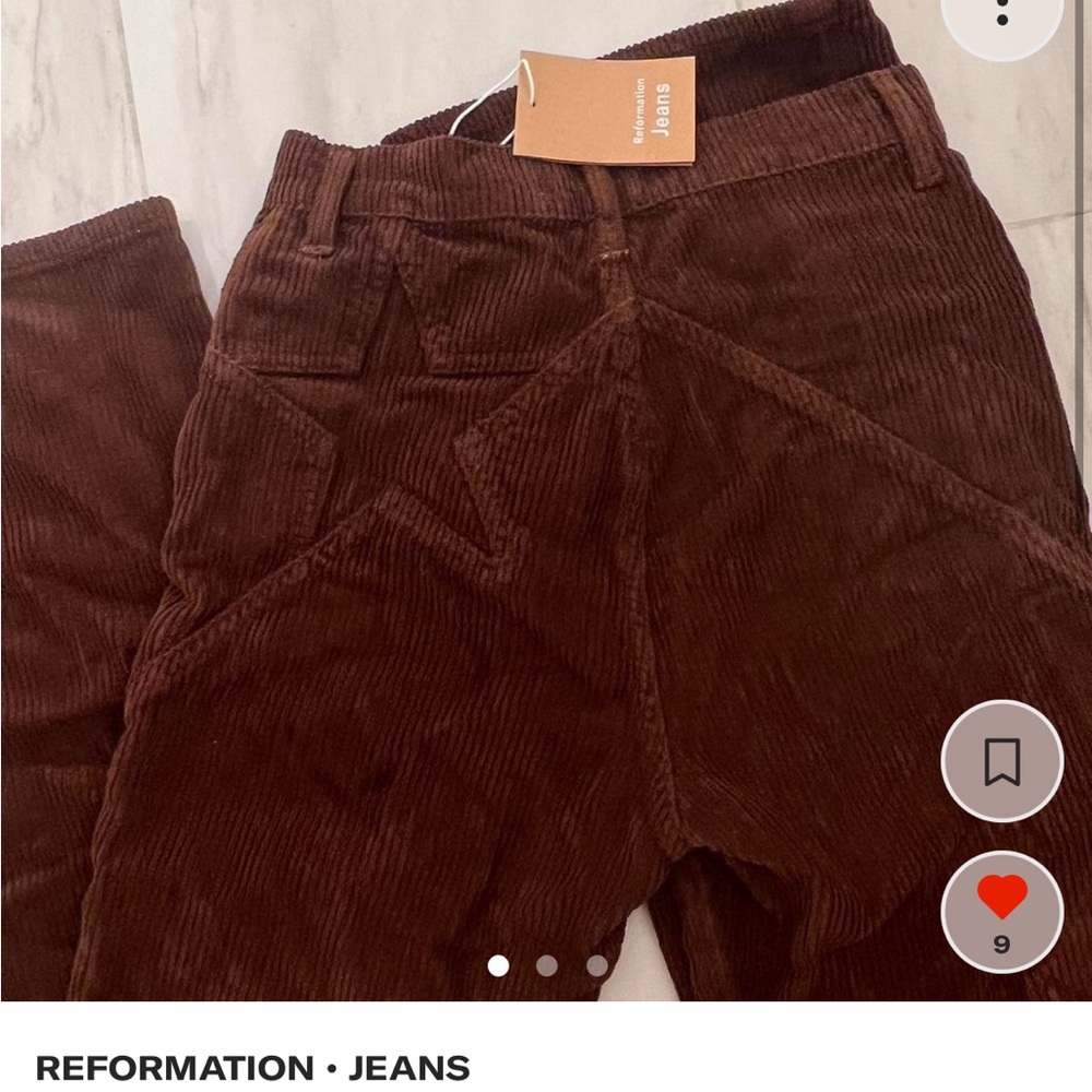 reformation brown star flare pants